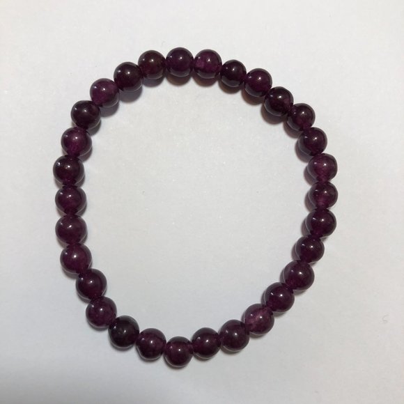 Purple Stretch Beaded Bracelet Set of Amethyst, Agate, Lepidolite, and Lava Rock - Picture 2 of 4